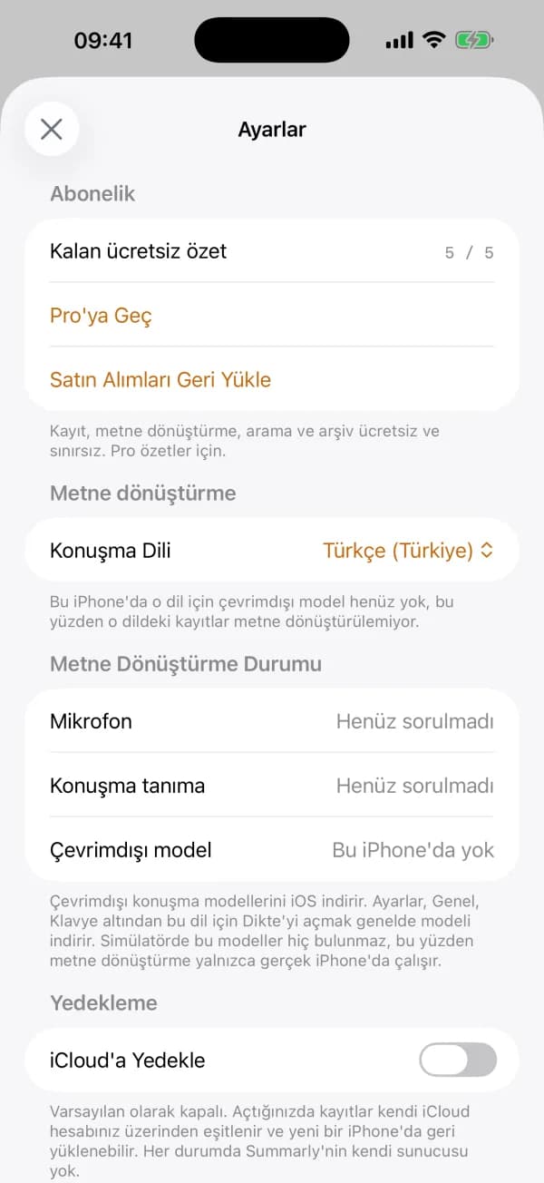 Ayarlar, iPhone'un çevrimdışı neler yapabildiğini gösterir; deşifre konusunda sürpriz olmaz.