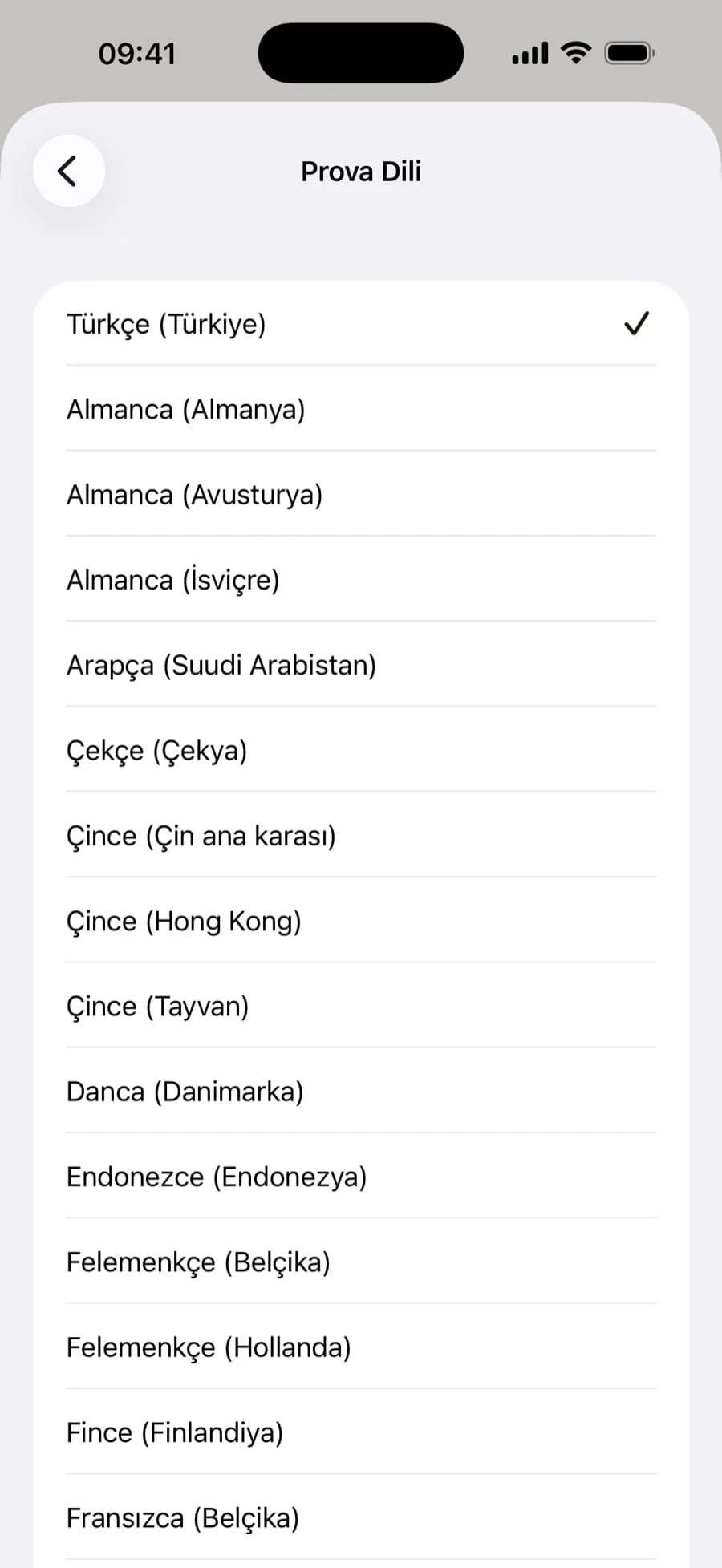 iPhone'unuzun indirdiği hangi dil varsa onunla prova yapın